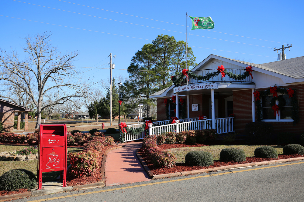 Santa Claus official mailbox in front of City Hall located in Toombs County on December
